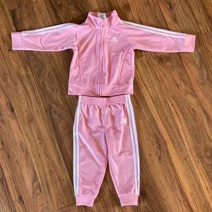 Adidas pink track suit, 18 months